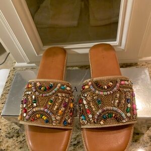 Embellished Beaded Slide Sandals